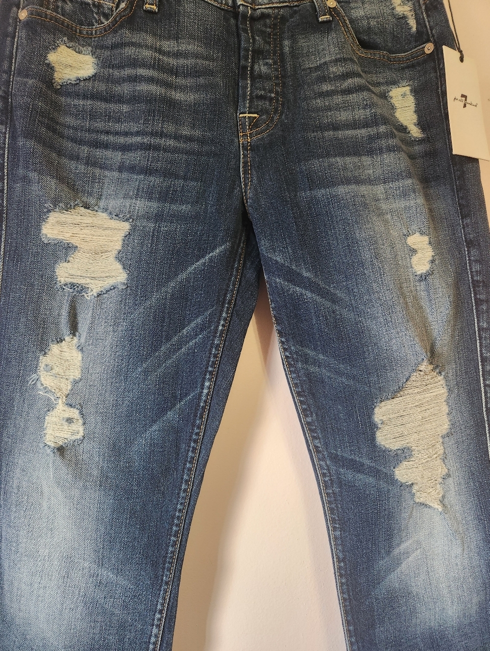 NWT 7 For All Mankind Josefina Skinny Boyfriend Jeans Mid Rise Made In USA Sz 27 - Picture 2 of 10